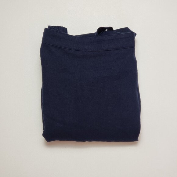 J.Crew Factory Petite Linen-Blend Faux-Wrap Skirt Women's PS Navy Linen Classic - Picture 16 of 16